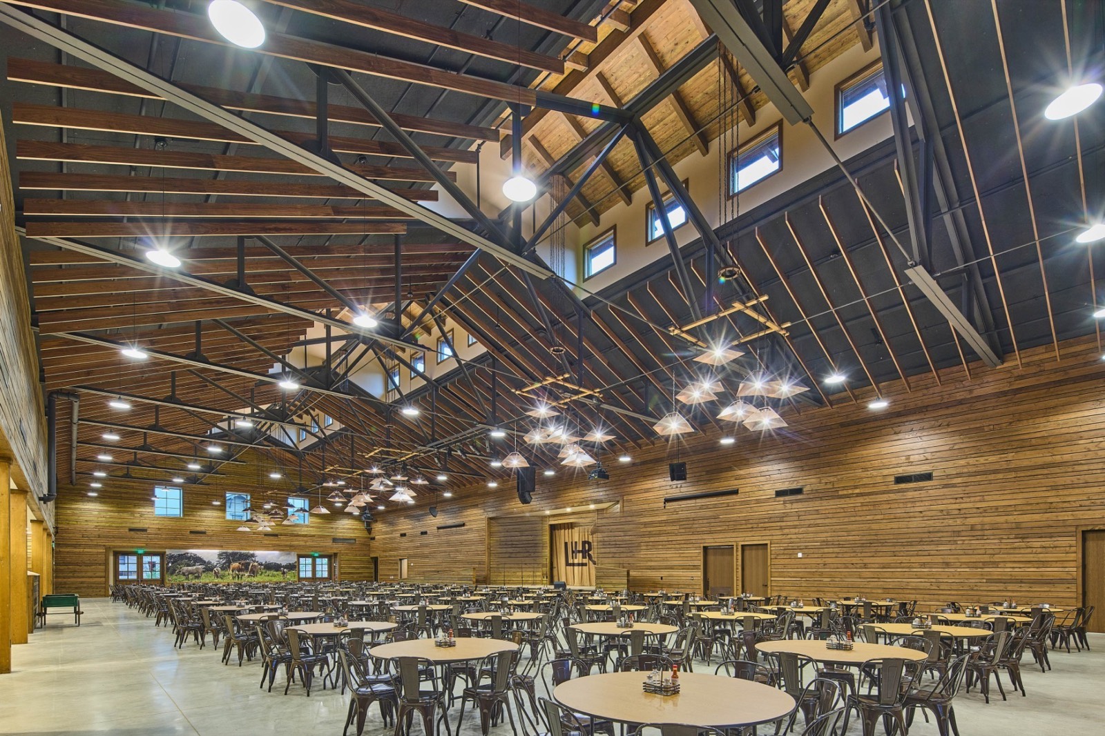 The 20,000 square foot dining hall at LoneHollow Ranch