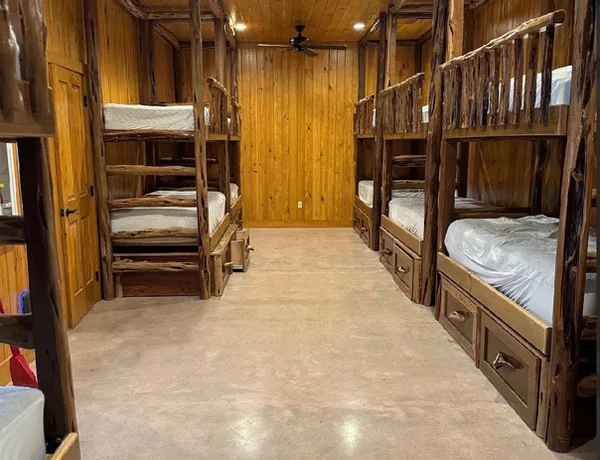 Texas shared dorm with wood bunk beds